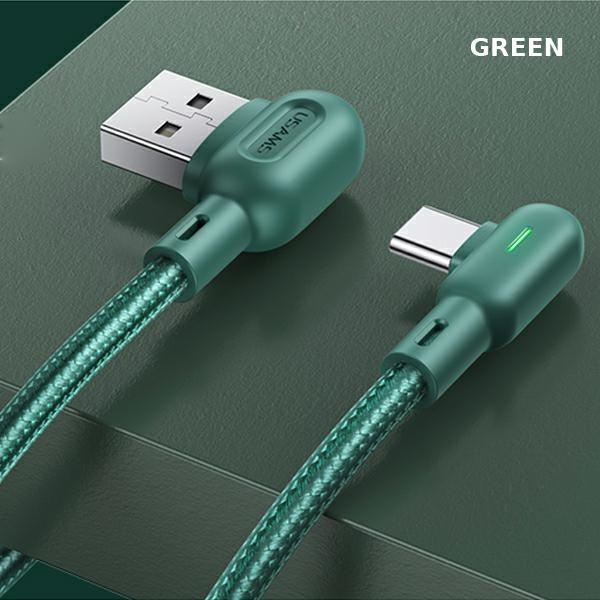 USAMS Angle Cable U57 USB-C 1,2m 2A green SJ457USB02 (US-SJ457)