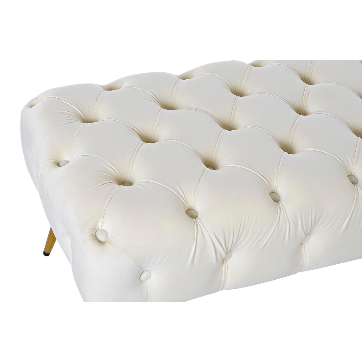 Bench Home ESPRIT Cream Golden Polyester Metal 103 x 46 x 42 cm