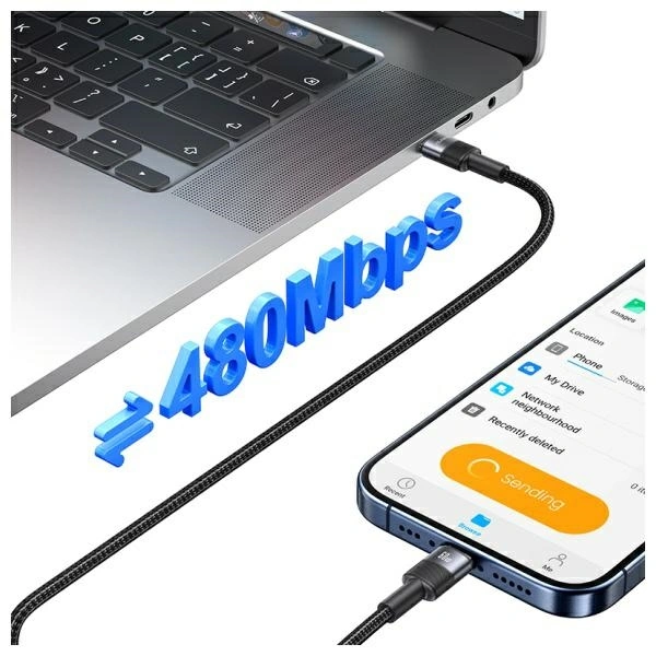 USAMS US-SJ724 cable USB-C / USB-C 60W 1.2m Aluminum Alloy Data Cable SY Series
