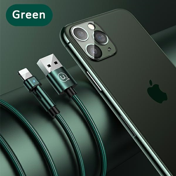 USAMS Nylon Cable Rotatable U60 2A Lightning green 1m SJ476USB02 (US-SJ476)