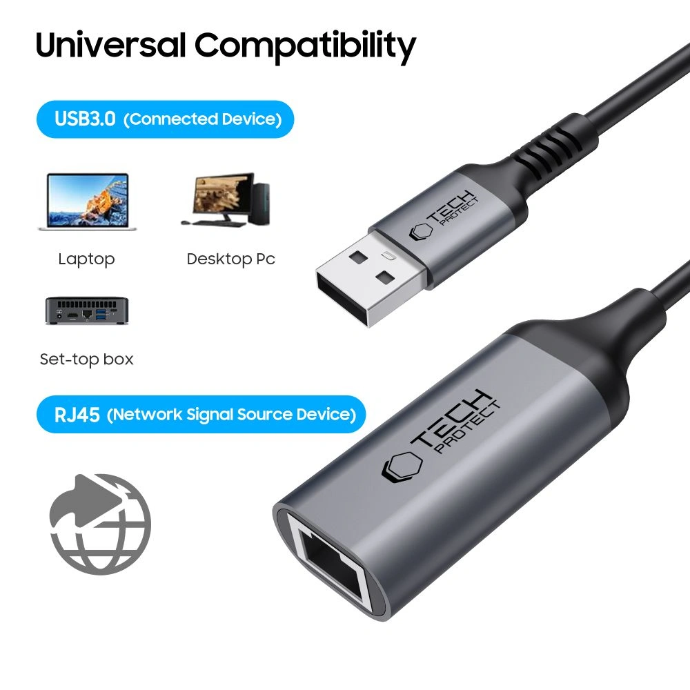 Tech-Protect Ultraboost Adapter USB-A 3.0 / Ethernet RJ45 1000Mbps Black