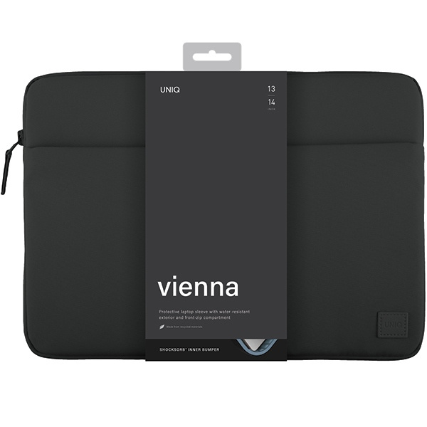 UNIQ Vienna laptop Sleeve 14 inch Waterproof RPET midnight black