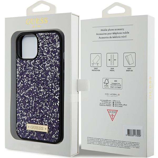 Guess GUHCP15SPFGSBSP Apple iPhone 15 hardcase Rhinestone Metal Logo light pink