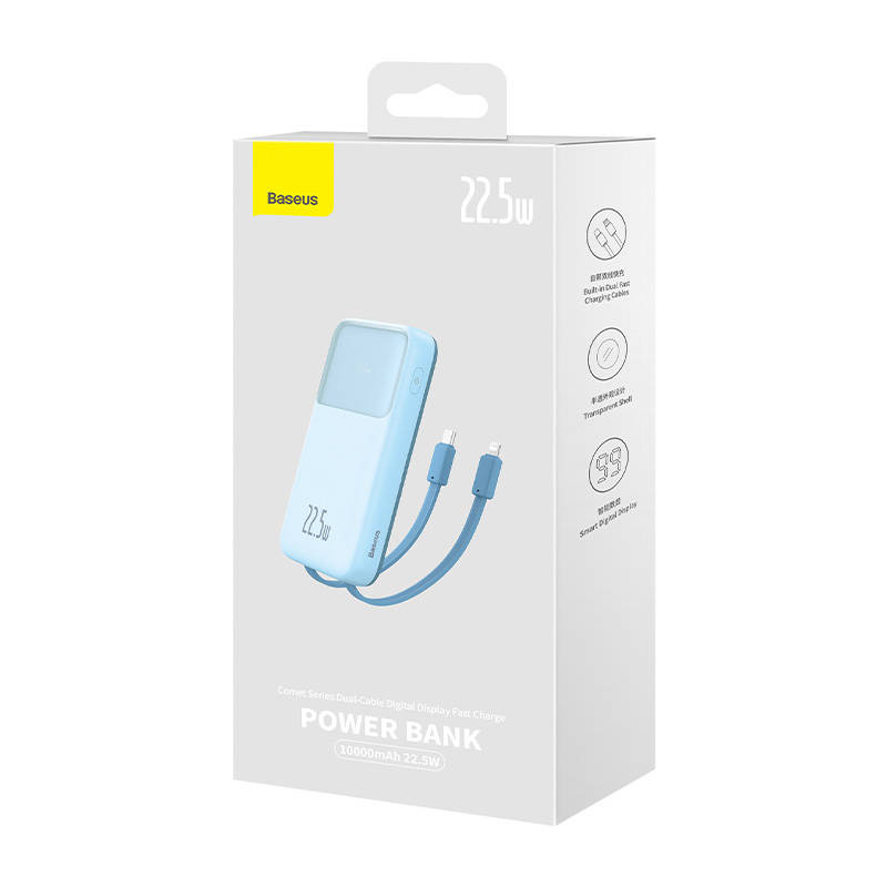 Baseus Comet Powerbank 10000mAh 22.5W + USB-A/USB-C Cable (blue)