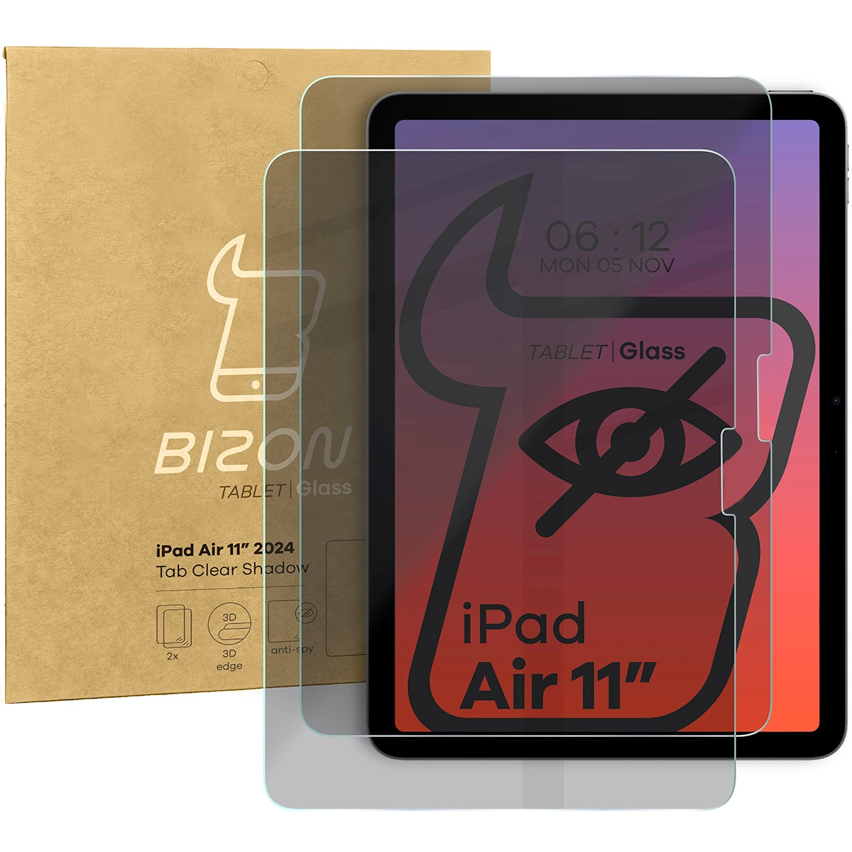 Bizon Glass Tab Clear Shadow Apple iPad Air 11" M2 6 gen. 2024 [2 PACK]