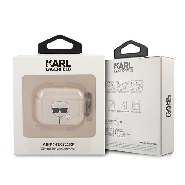 Karl Lagerfeld KLA3UKHGD Apple AirPods 3 cover gold Glitter Karl`s Head