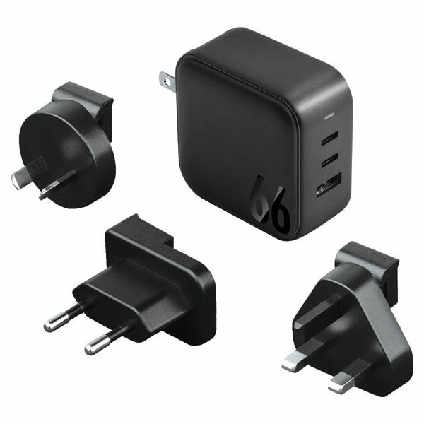 ENERGEA US+EU Travelite GAN66 USB-A, 2xUSB-C, PD, PPS, QC 3.0, 66W black wall charger