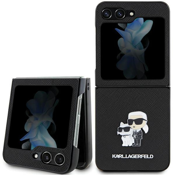 Karl Lagerfeld KLHCZF5SAKCNPK Samsung Galaxy Z Flip5 hardcase Saffiano Karl&Choupette Pin black