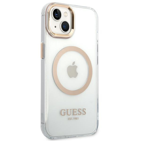Guess GUHMP14SHTRMD Apple iPhone 14 gold hard case Metal Outline Magsafe