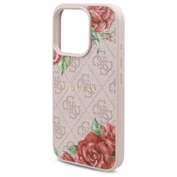 Guess GUHMP16LP4ROPEMCP Apple iPhone 16 Pro hardcase 4G Flowers Print MagSafe pink