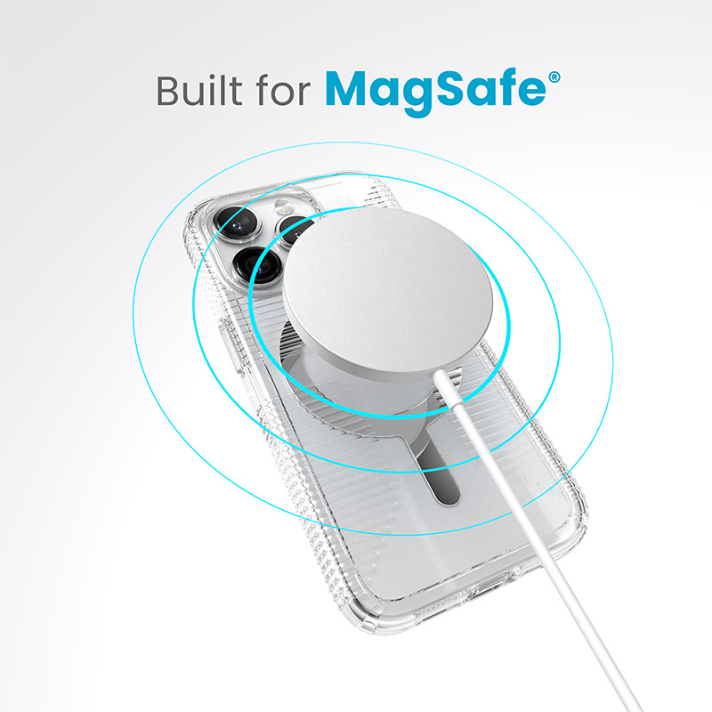 Speck Gemshell Grip MagSafe Apple iPhone 15 Pro (Clear/Chrome Finish)