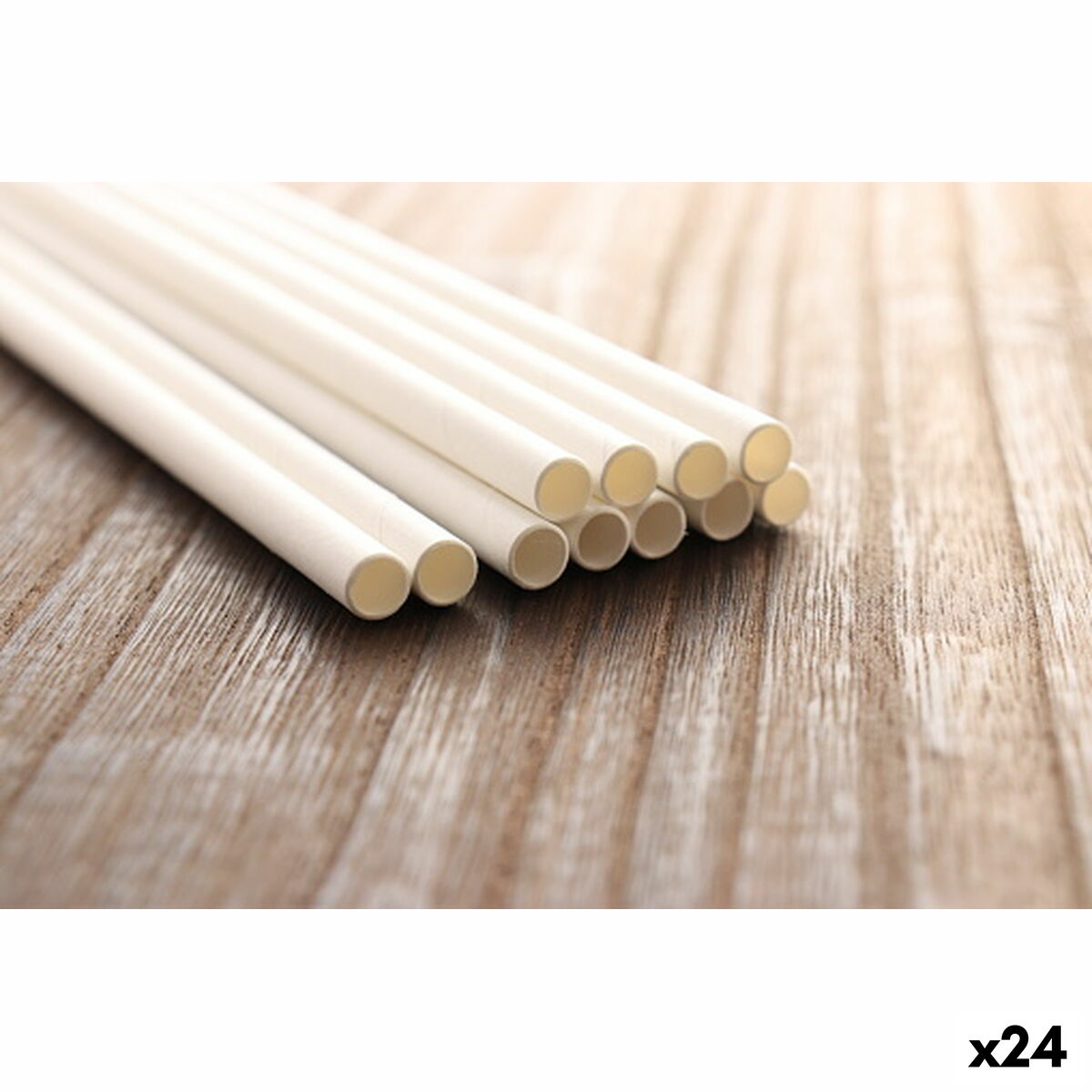 Straws Algon Cardboard White 25 Pieces 24 Units