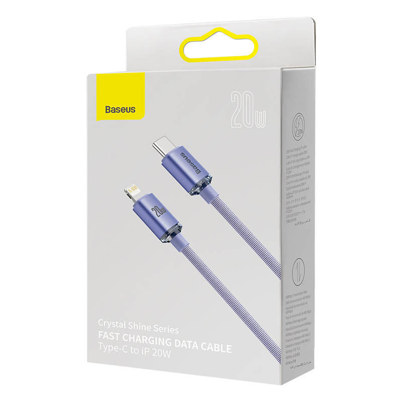 USB-C do Lightning Baseus Crystal Cable, 20W, PD, 1.2m (purple)