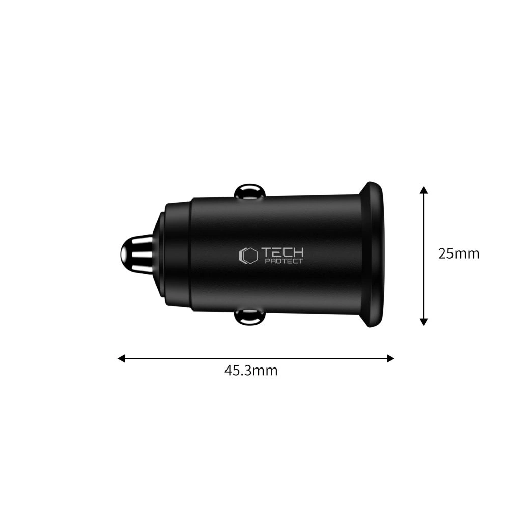 Tech-Protect CC02 2-port Car Charger USB-A, USB-C PD 35W / QC 3.0 Black
