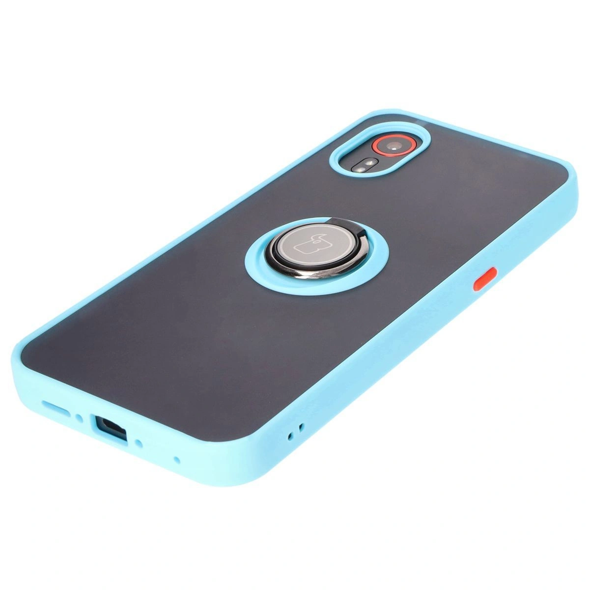 Bizon Case Hybrid Ring Samsung Galaxy Xcover7 smoky with a light blue frame