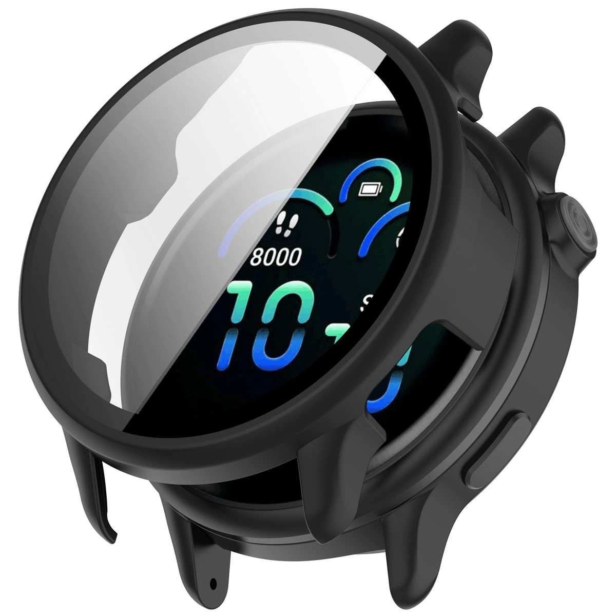 Etui ze szkłem do zegarka Bizon Case+Glass Watch do Garmin Vivoactive 6 czarne matowe