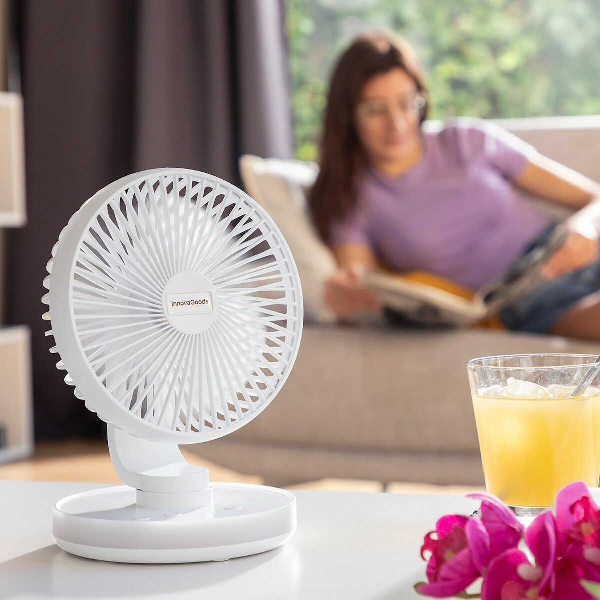 Rechargeable Desk Fan with LED FanLed InnovaGoods Ø6,6'' 4000 mAh Rechargeable Desk Fan with LED FanLed InnovaGoods Ø6,6'' 4000 mAh