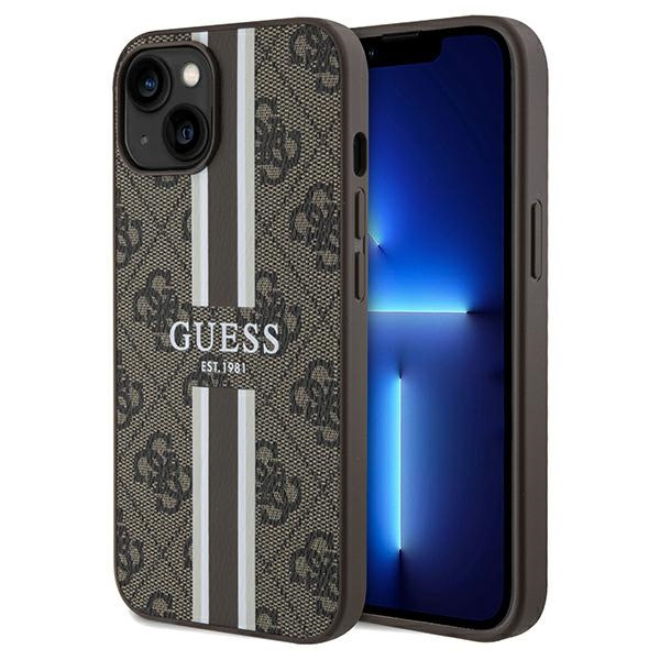 Guess GUHMP15SP4RPSW Apple iPhone 15 / 14 / 13 hardcase 4G Printed Stripes MagSafe brown