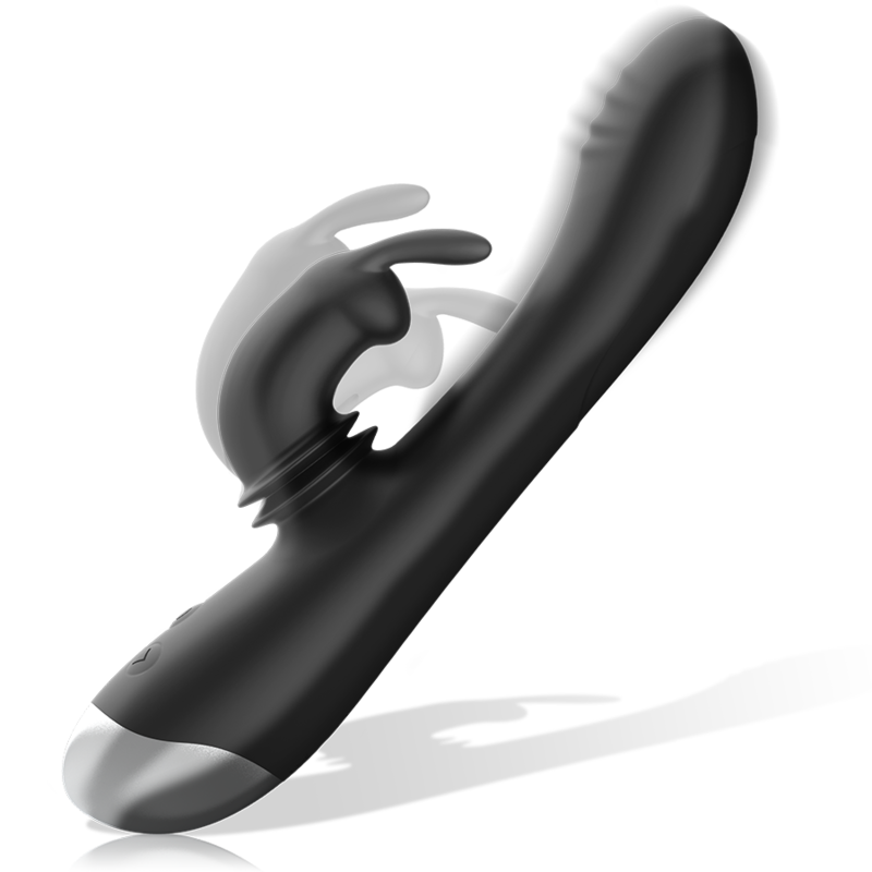 BLACK&SILVER- DJ. ADAM RECHARGEABLE SILICONE RABBIT STIMULATOR BLACK
