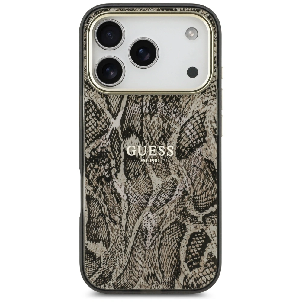 Etui Guess Python Pattern MagSafe do Apple iPhone 17 Pro Max brązowy
