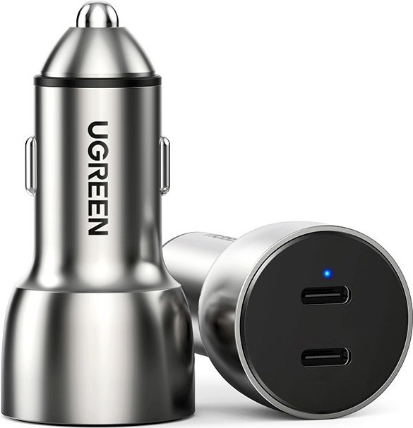 UGREEN CD213 car charger 2x USB Type C Quick Charge 3.0 PD 3.0 36 W FCP AFC 3 A gray