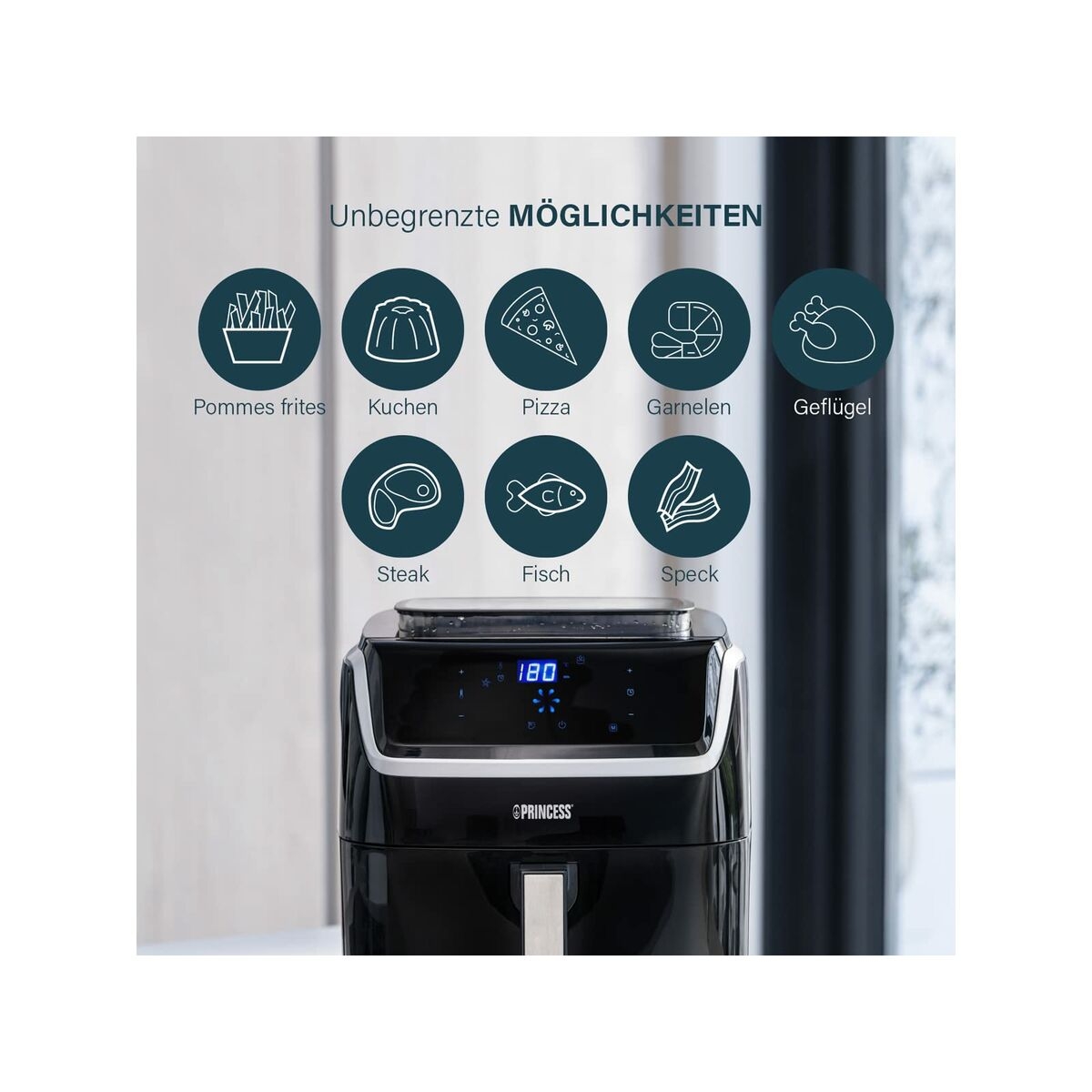 Air Fryer Princess 871301609842901.182080.01.001 1700 W Black Air Fryer Princess 871301609842901.182080.01.001 1700 W Black