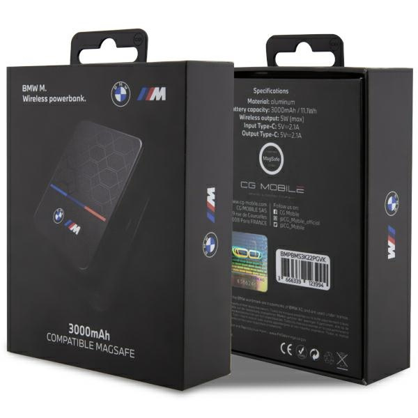 BMW Wireless Charging Powerbank BMPBMS3K22PGVK 5W 3000mAh + black cable M Collection MagSafe