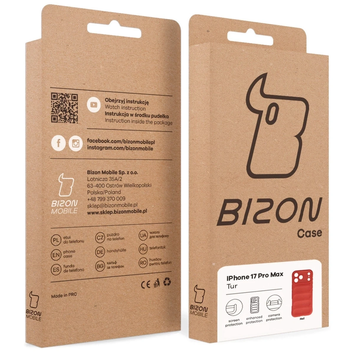 Pancerne etui Bizon Case Tur do Apple iPhone 17 Pro Max czerwone