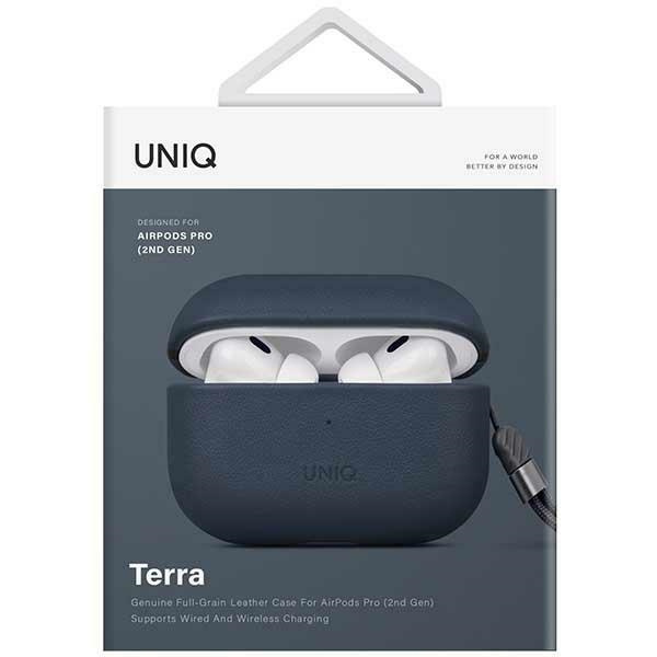 UNIQ Terra Apple AirPods Pro 2 Genuine Leather space blue