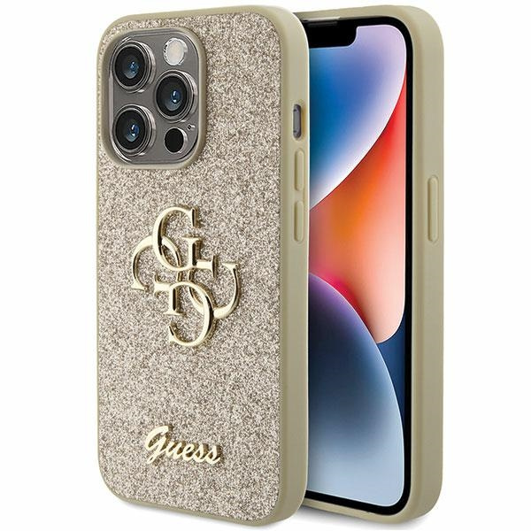 Guess GUHCP15LHG4SGD Apple iPhone 15 Pro hardcase Glitter Script Big 4G gold