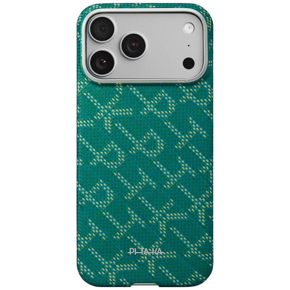 Etui PITAKA Ultra-Slim Monogram MagSafe do Apple iPhone 17 Pro złoto zielony