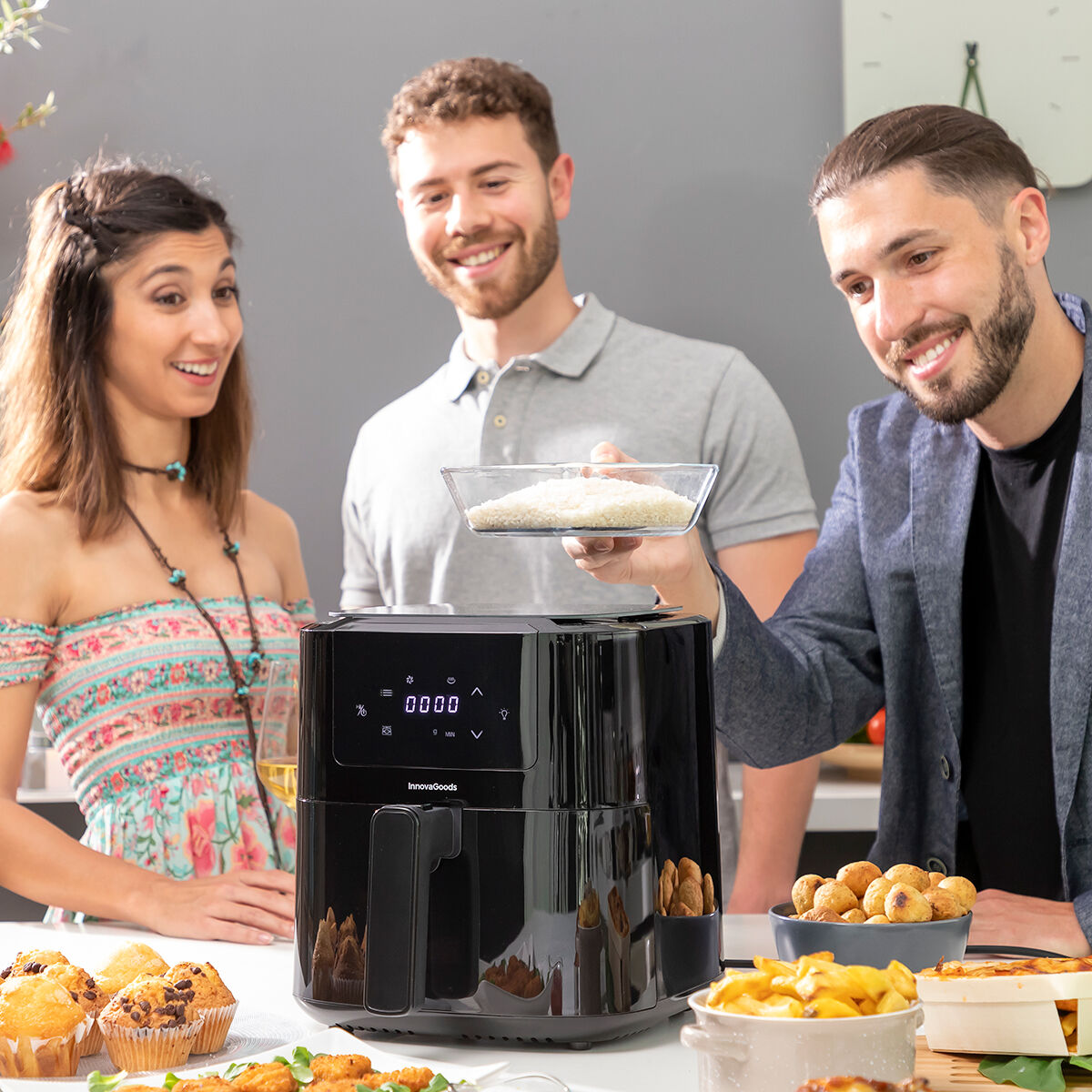 Oil-free Fryer with Weighing Scale InnovaGoods Fryinn Balance 5000 Black Stainless steel 1500 W 5 L Oil-free Fryer with Weighing Scale InnovaGoods Fryinn Balance 5000 Black Stainless steel 1500 W 5 L
