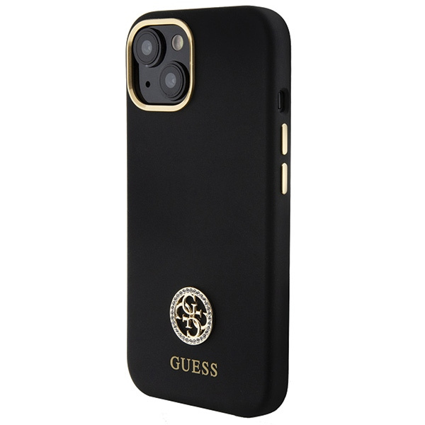 Guess GUHCP15SM4DGPK Apple iPhone 15 hardcase Silicone Logo Strass 4G black