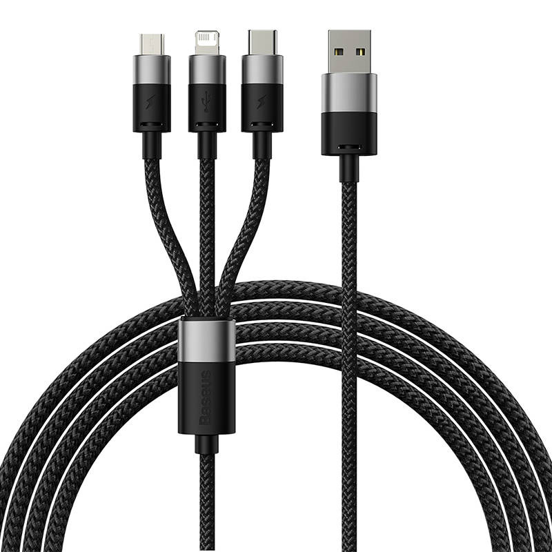 Baseus StarSpeed 3in1 USB-A/USB-C - micro USB - Lightning Cable 3,5A, 1.2m (black)