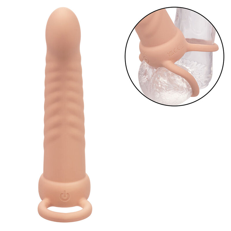 CALEXOTICS - MAXX RIBBED DUAL PENETRATOR 10 VIBRATIONS FLESH