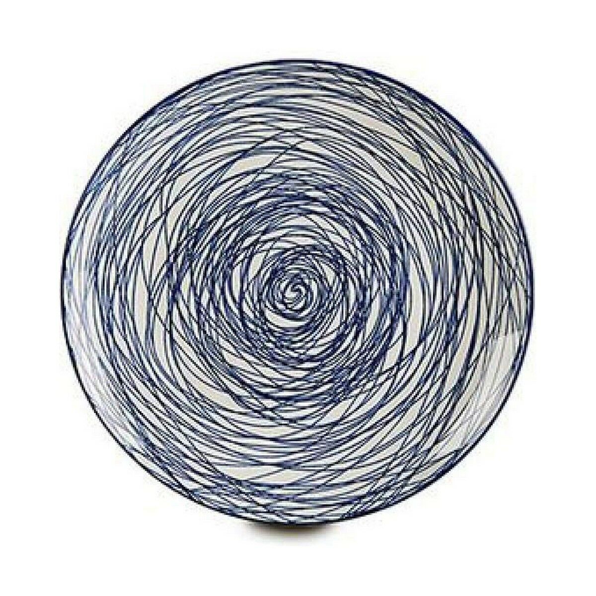 Flat plate Stripes Porcelain Blue White 24 x 2,8 x 24 cm