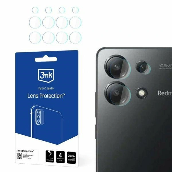 Hybrid glass for camera lens 3MK Lens Protect Xiaomi Redmi Note 13 4G [4 PACK]
