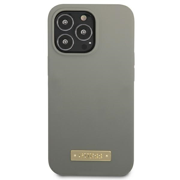 Guess GUHMP13LSPLG Apple iPhone 13 Pro grey hard case Silicone Logo Plate MagSafe