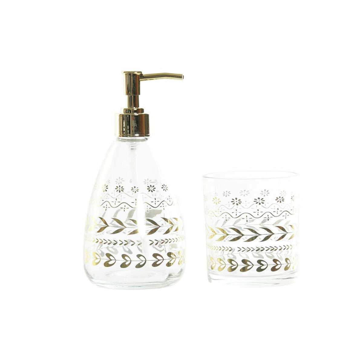 Bath Set DKD Home Decor Crystal Golden ABS 9 x 9 x 18 cm Leaf of a plant