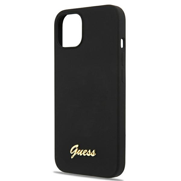Guess GUHMP13MLSLMGBK Apple iPhone 13 black hardcase Silicone Script Gold Logo