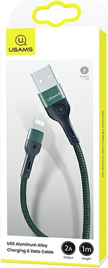 USAMS Nylon Cable U55 2A Lightning U55 green 1m SJ448USBSG02 (US-SJ448)