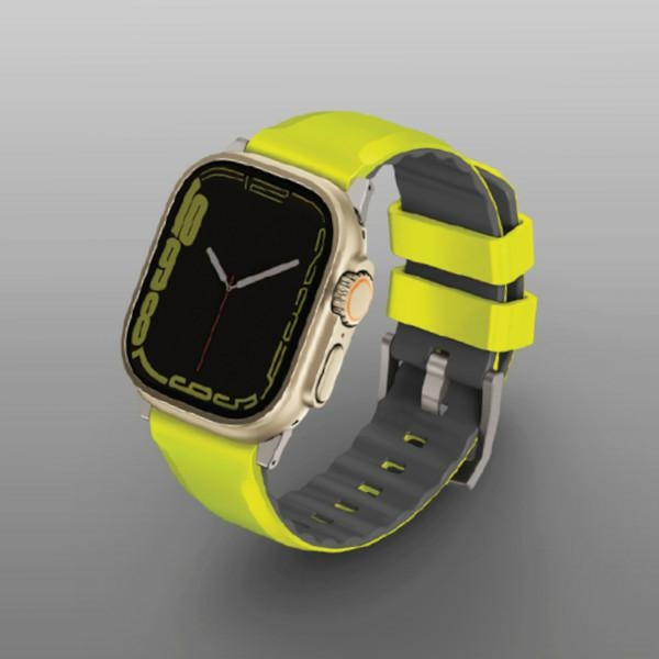 UNIQ Linus Band Apple Watch 4/5/6/7/SE/8/9/Ultra 44/45/49mm Airosoft Silicone limonkowy/lime green