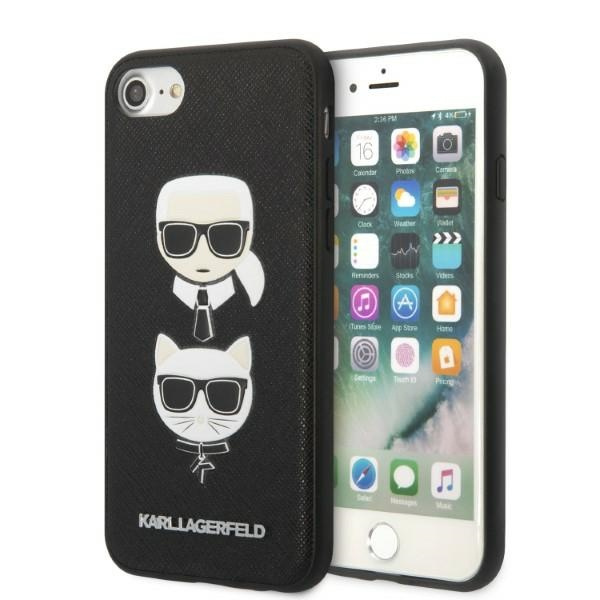 Karl Lagerfeld KLHCI8SAKICKCBK Apple iPhone SE 2022/SE 2020/8/7 black hardcase Saffiano Ikonik Karl&Choupette Head