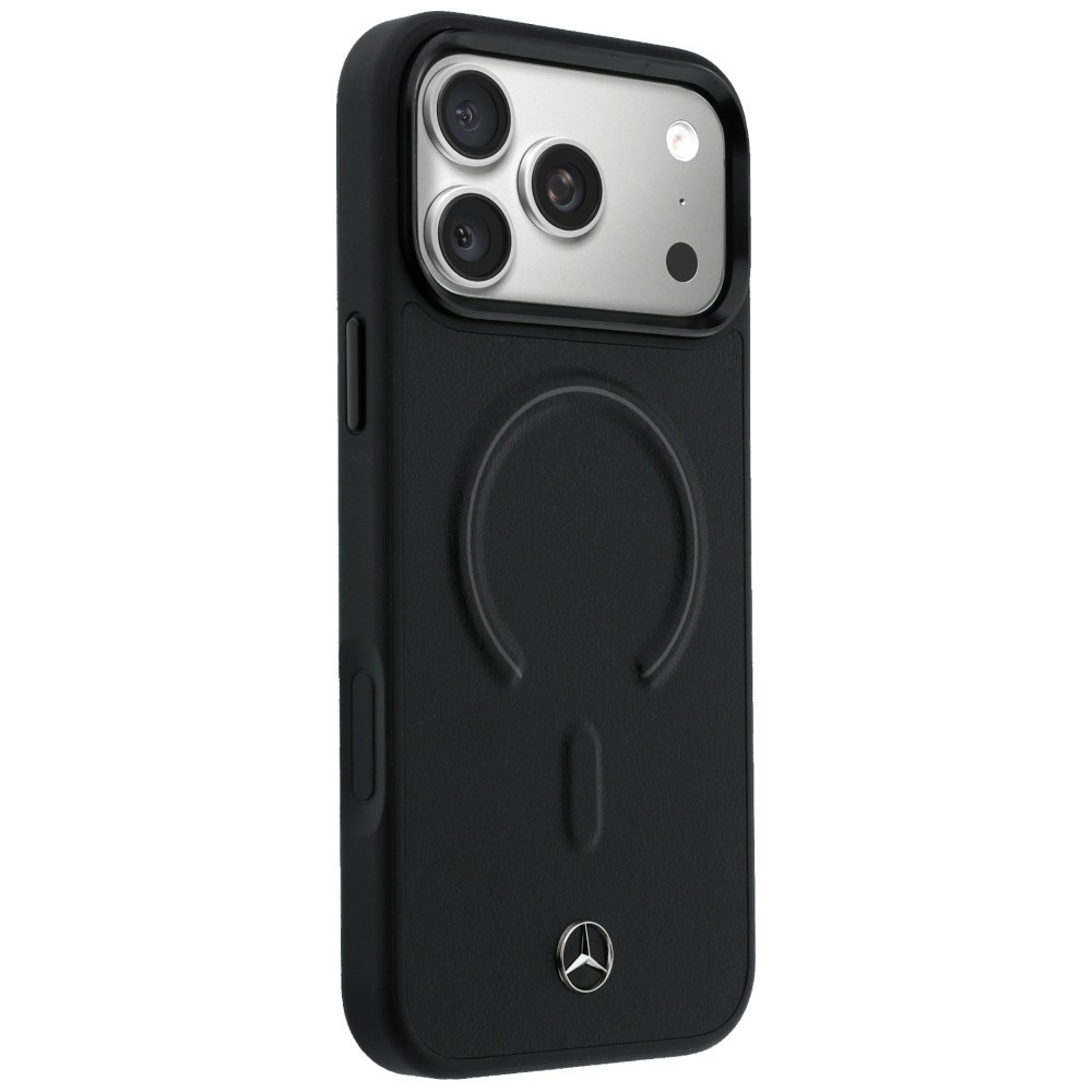 Etui Mercedes Leather 3D MagSafe do Apple iPhone 17 Pro czarny