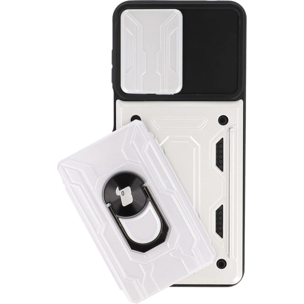 Bizon Case Camshield Card Slot Ring Moto G22 white
