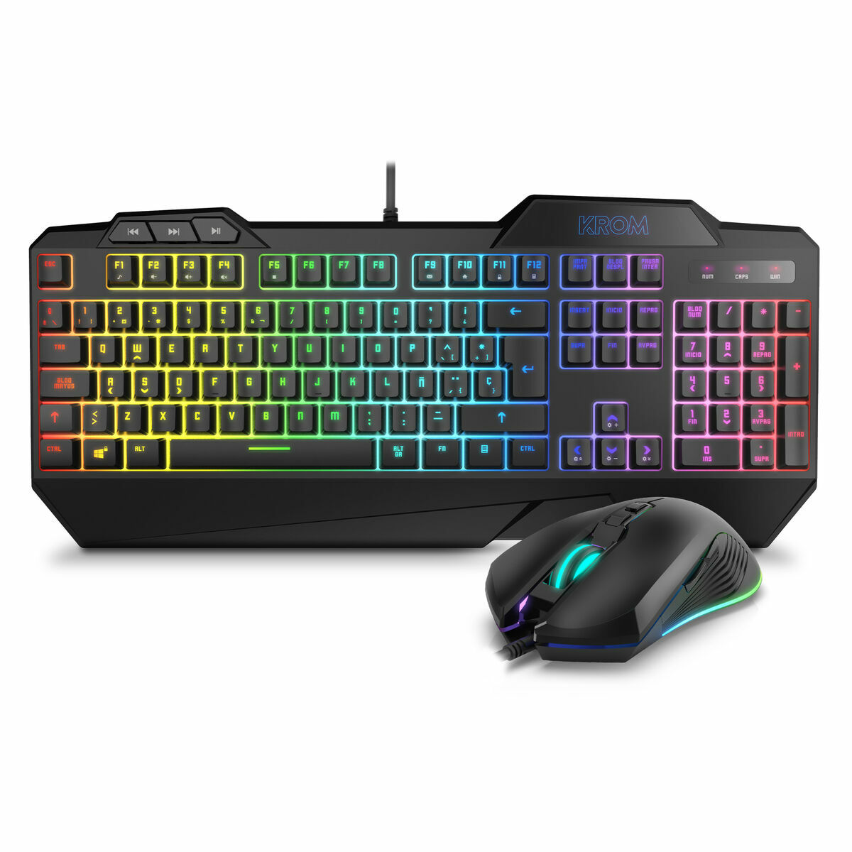 Keyboard with Gaming Mouse Krom NXKROMKRSHRSP Black