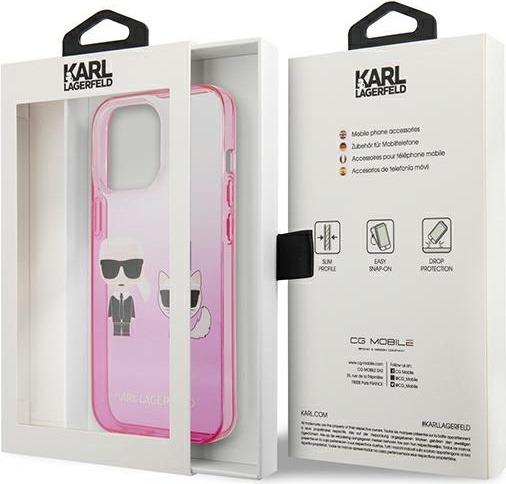 Karl Lagerfeld KLHCP13LTGKCP Apple iPhone 13 Pro hardcase pink Gradient Ikonik Karl & Choupette