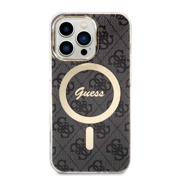 Guess GUBPP13LH4EACSK Case + Wireless Charger Apple iPhone 13 Pro black hard case 4G Print MagSafe