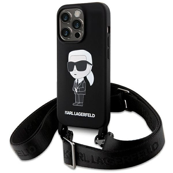 Karl Lagerfeld KLHCP15XSCBSKNK Apple iPhone 15 Pro Max hardcase Crossbody Silicone Ikonik black