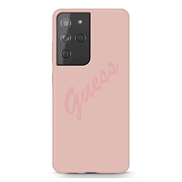 Guess GUHCS21LLSVSPI Samsung Galaxy S21 Ultra pink hardcase Script Vintage